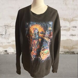 Star Wars The Mandalorian Starry Night Best Friend Sweatshirt Size Large